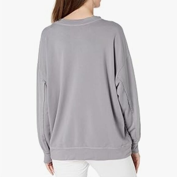 PJ Harlow Taylor Women's Gray French Terry Crewneck Sweatshirt Cozy Loungewear - Picture 2 of 15